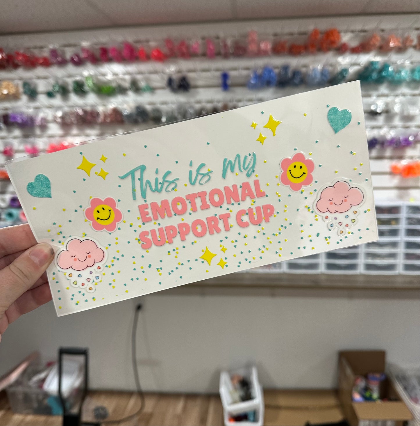 Emotional Support Cup | UV DTF Can Cup Wrap - Ready to Apply