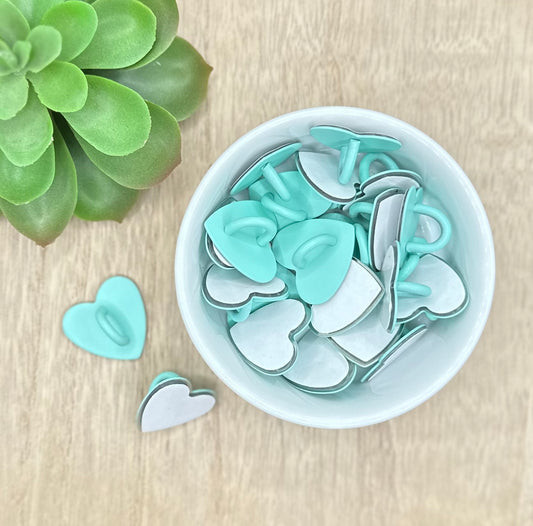 Light Blue Heart Shaped Adhesive Phone Cup Charm Holders