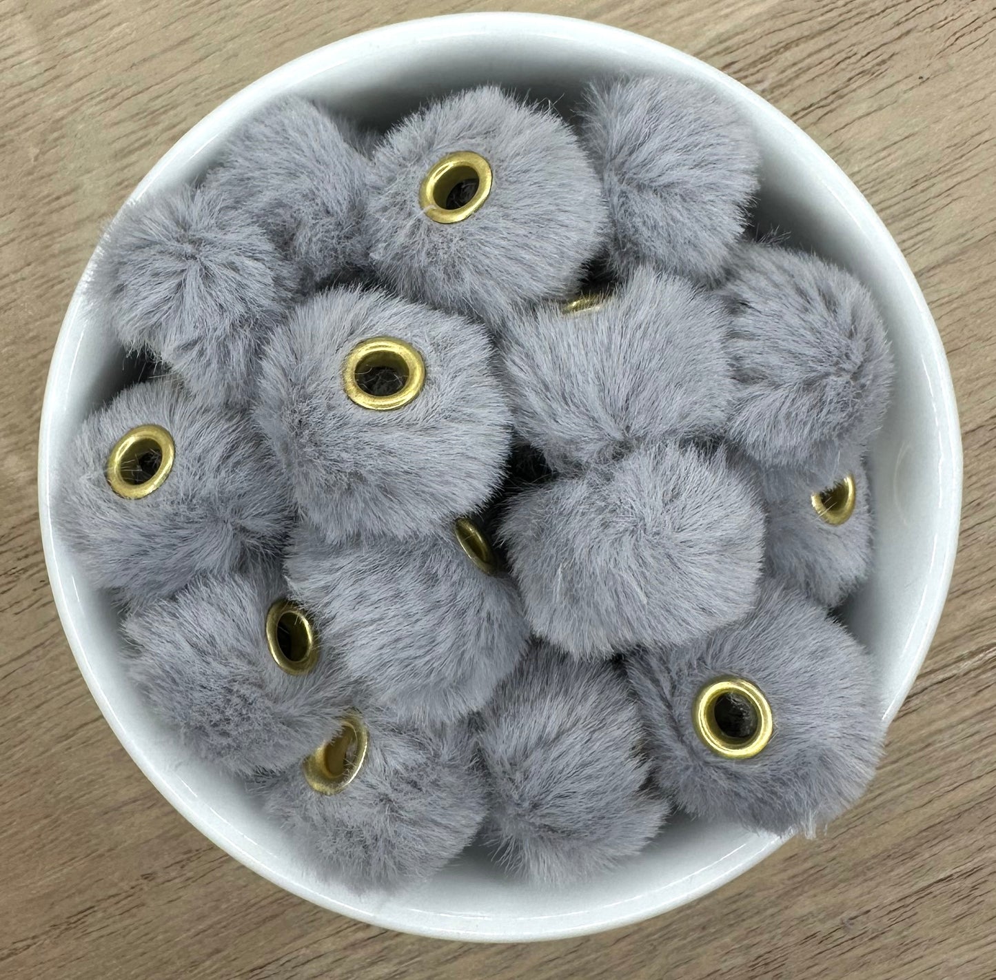Grey Fuzzy Fur Pom Pom Spacers