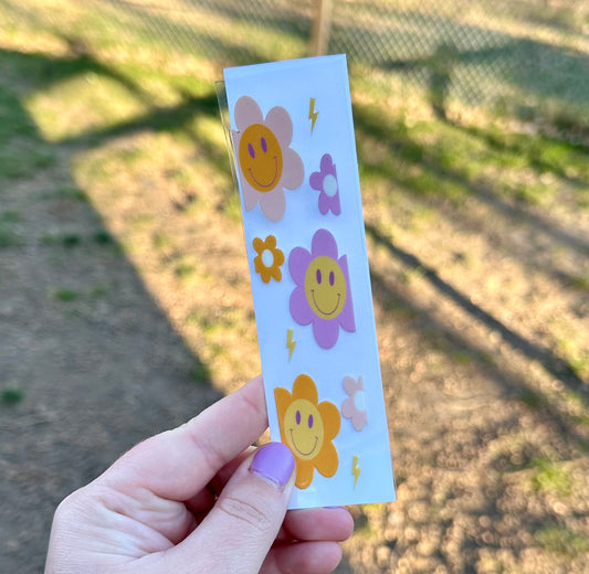 Happy Flowers UV DTF Pen or Bookmark Wrap - Ready to Apply