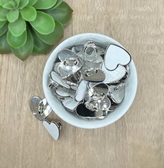 Silver Heart Shaped Adhesive Phone Cup Charm Holders