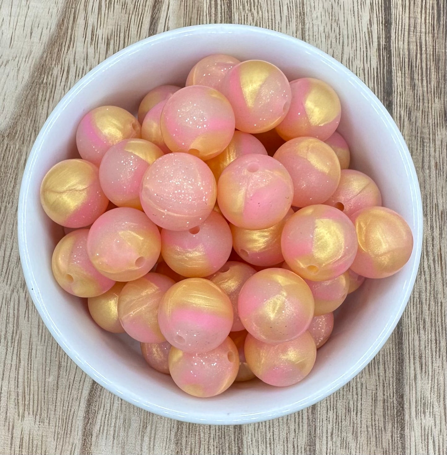 Blushing Gold 15mm Round Printed Silicone Beads
