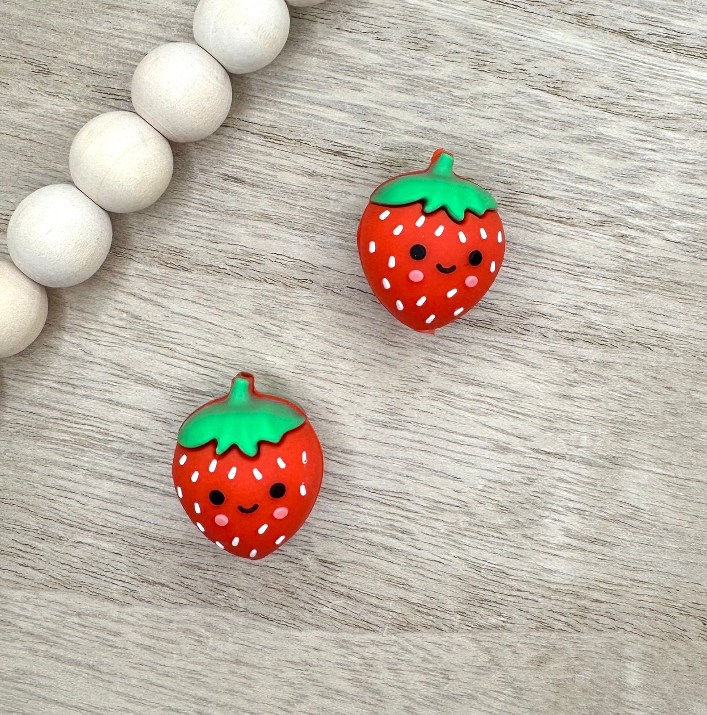 Strawberry 3D Silicone Focal Beads