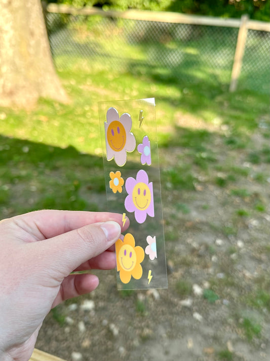 Happy Flowers UV DTF Pen or Bookmark Wrap - Ready to Apply