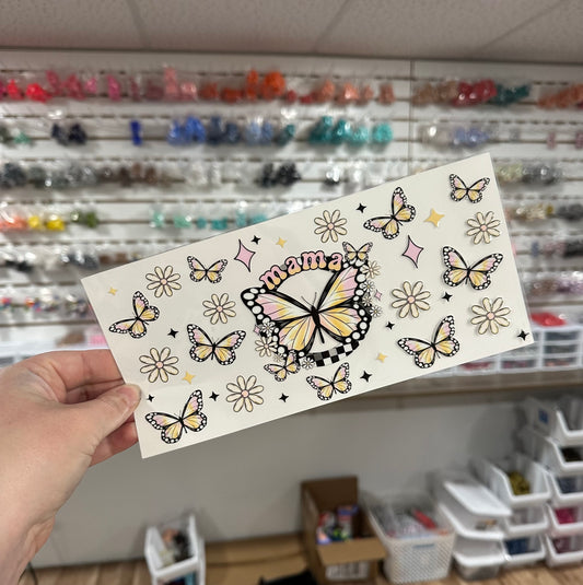 Mama Butterfly Print | UV DTF Can Cup Wrap - Ready to Apply