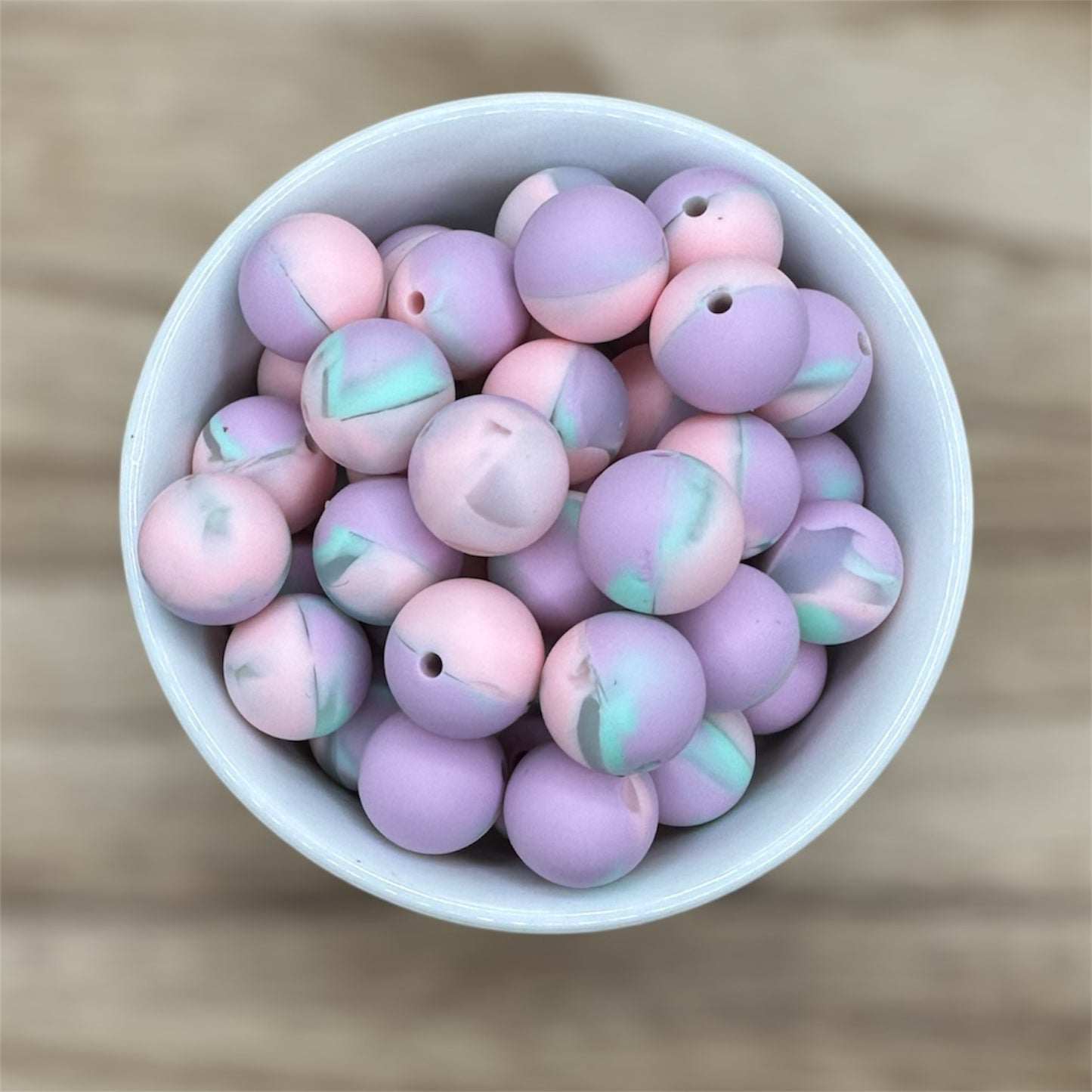 Cotton Candy Swirl | 15mm Round Printed Silicone Bead