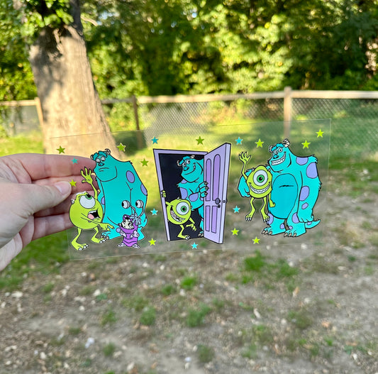 Monsters Inc Mike and Sully Cartoon UV DTF Can Cup Wrap - Ready to Apply