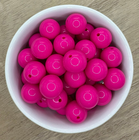 Rich Pink Glossy Liquid 15mm Round Silicone Beads
