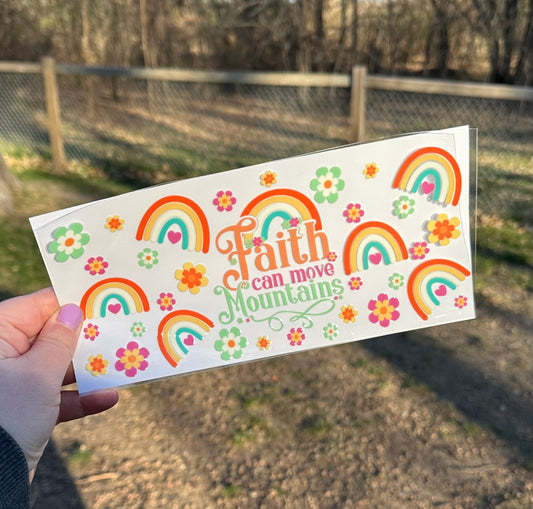 Faith Can Move Mountains | UV DTF Can Cup Wrap | Ready to Apply