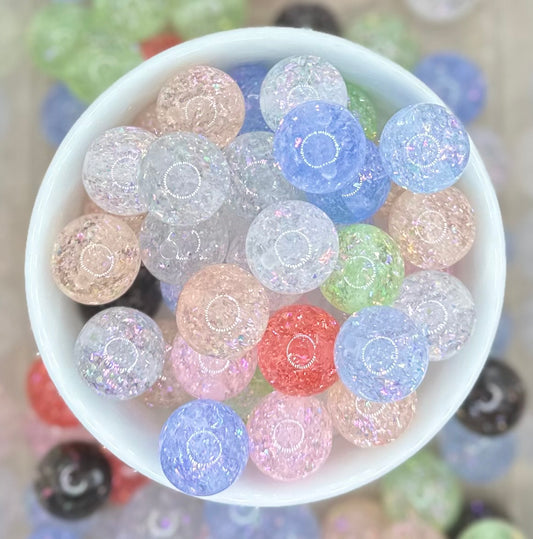 Chunky Glitter 16mm Mixed Colors Round Acrylic Beads