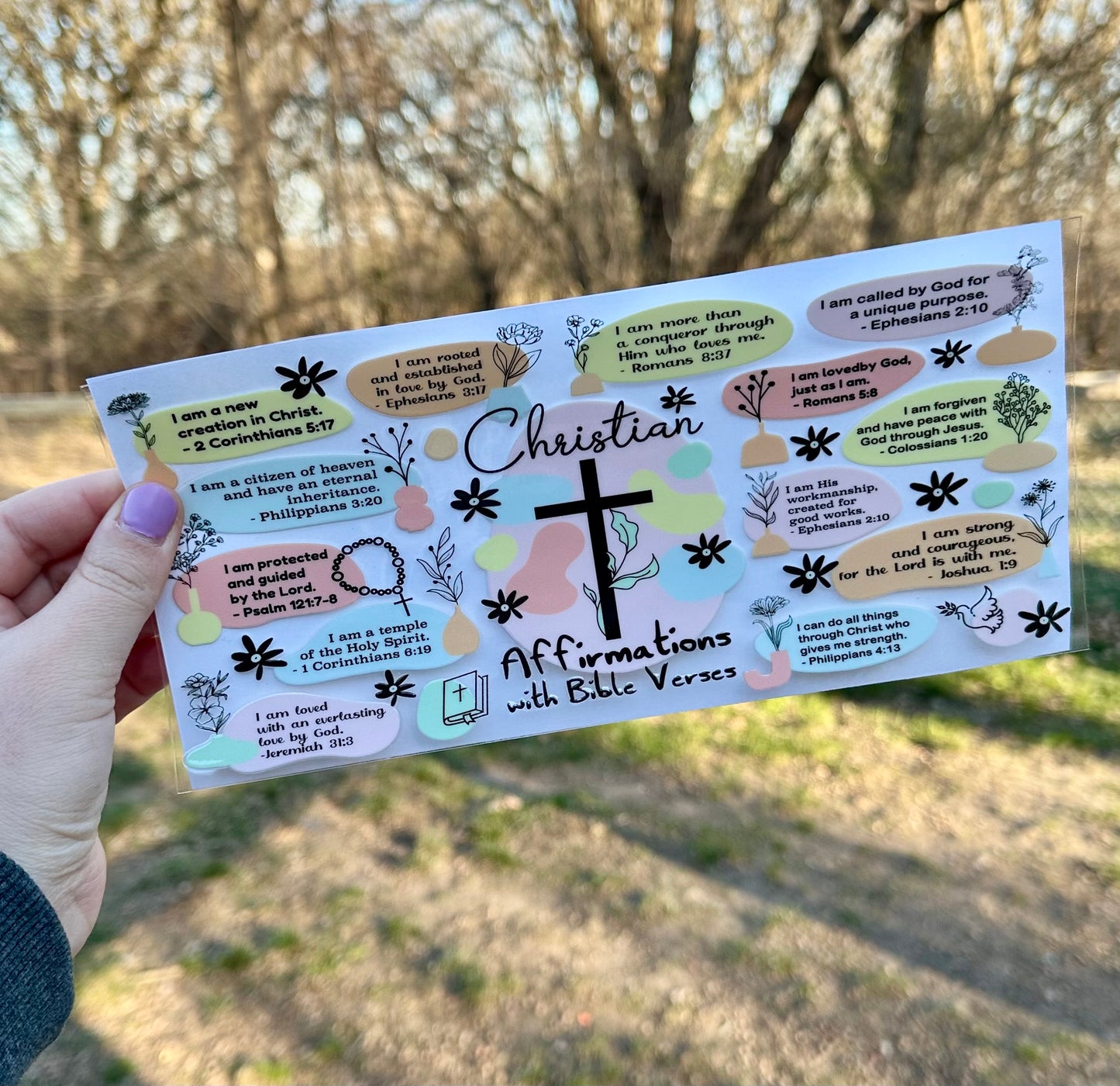 Christian Daily Affirmations | UV DTF Can Cup Wrap | Ready to Apply