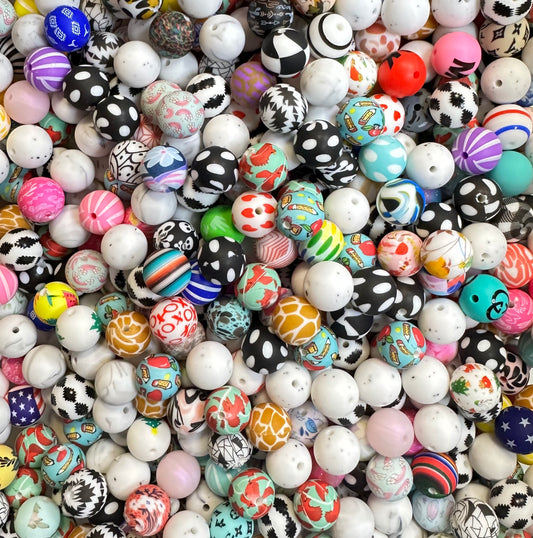 Printed Silicone Bead Mixes 15mm