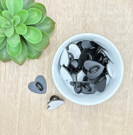 Black Heart Shaped Adhesive Phone Cup Charm Holders