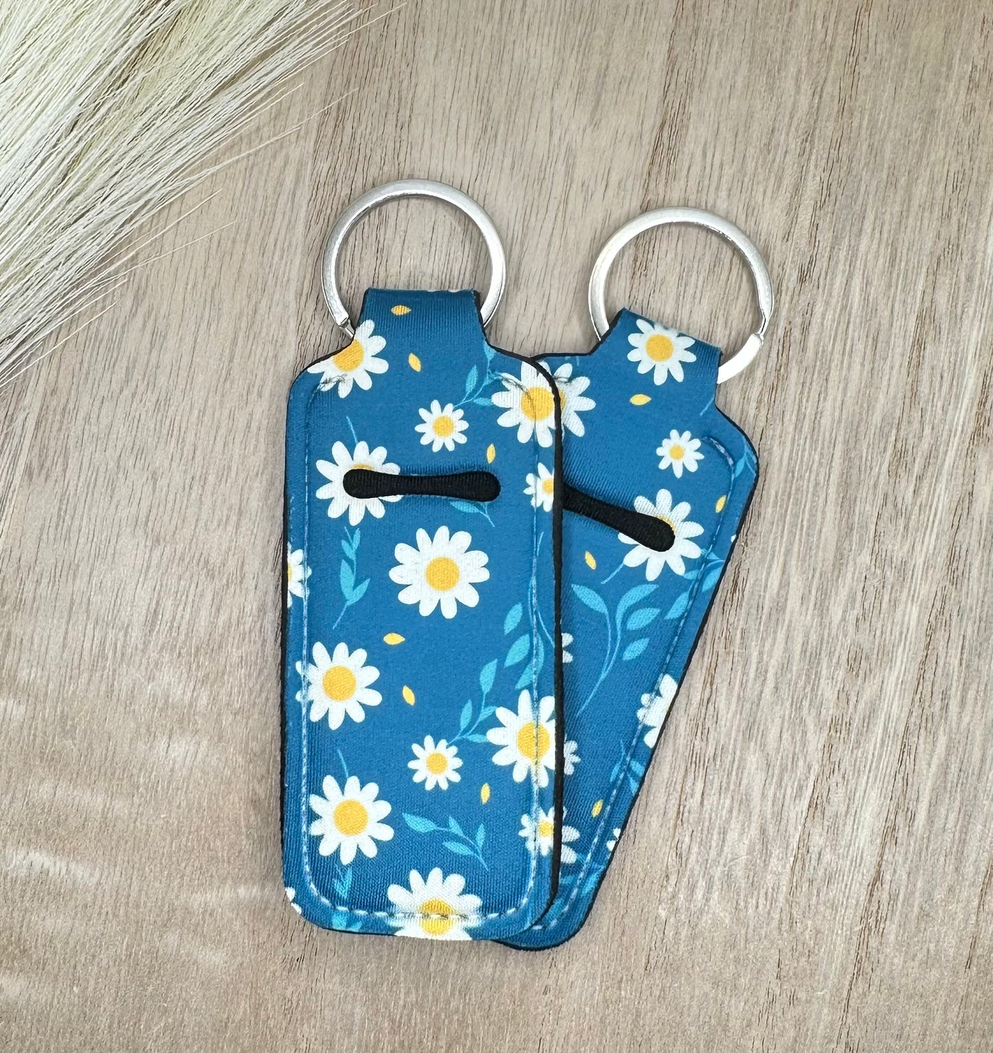 Blue Daisies Style Chapstick Holder Lip Balm Sleeve Neoprene