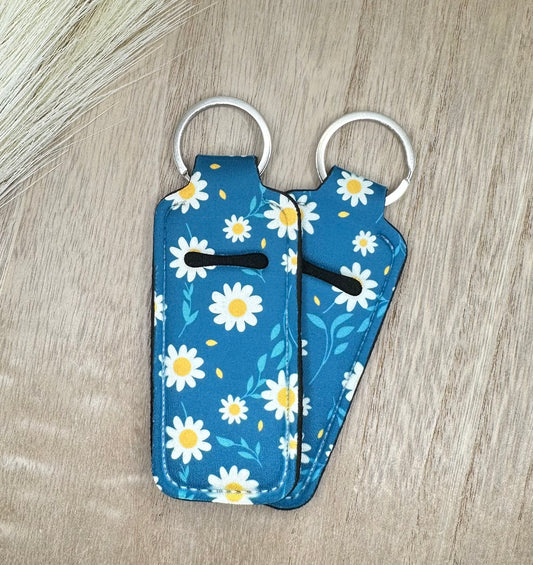 Blue Daisies Style Chapstick Holder Lip Balm Sleeve Neoprene