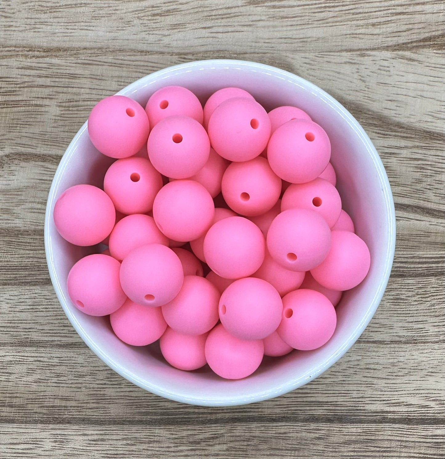 Bubble Gum Pink Solid 15mm Round Silicone Beads