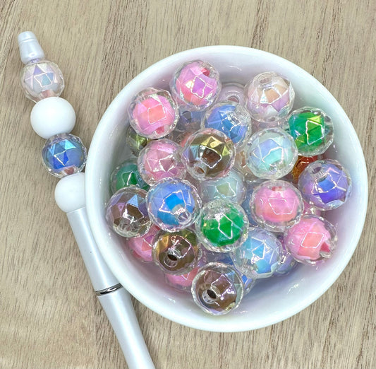 Bubble UV Faceted 16mm | 10pcs Mixed Colors Round Acrylic Beads