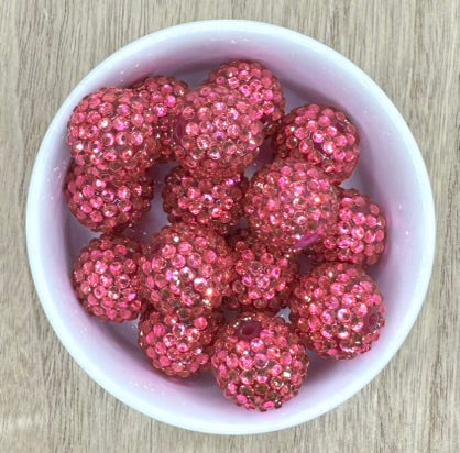 Magenta 20mm Clear Rhinestone Acrylic Beads