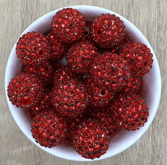 Deep Red 20mm Rhinestone Acrylic Beads
