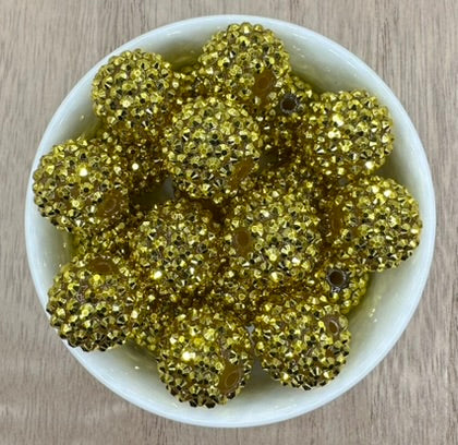 Gold 20mm Rhinestone Acrylic Beads