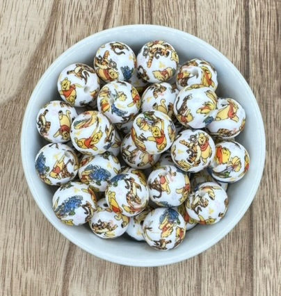 Bear Print | 15mm Round Silicone Beads DISCONTINUING