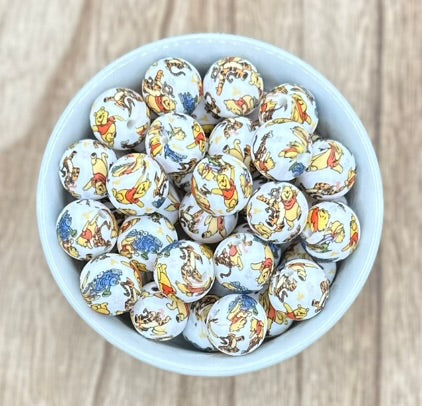 Bear Print | 15mm Round Silicone Beads DISCONTINUING