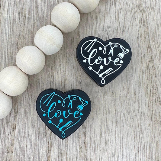 Hair Stylist Blue Silicone Focal Beads