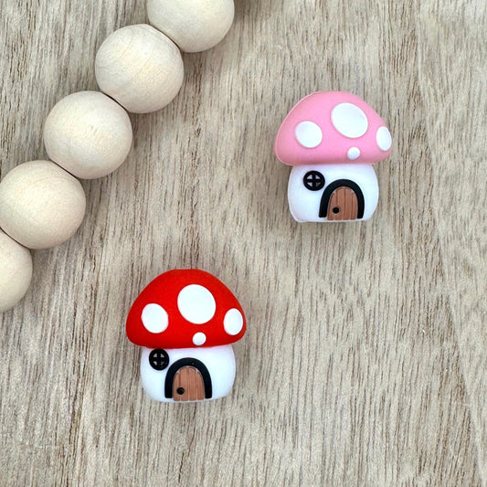 Mushroom House 3D Silicone Focal Beads