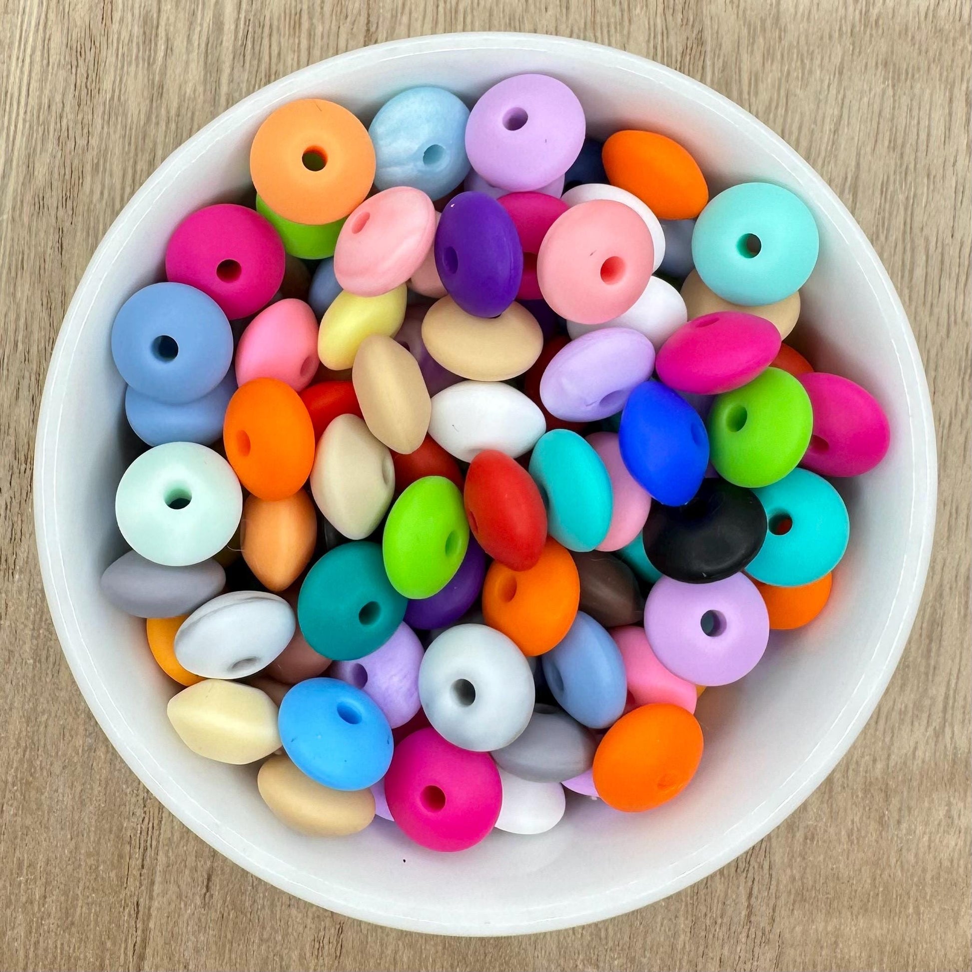 Bright Mix Lentil 12mm Spacer Silicone Beads