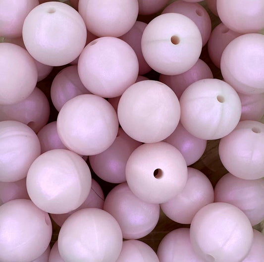 Blush Iridecent 15mm Round Silicone Beads