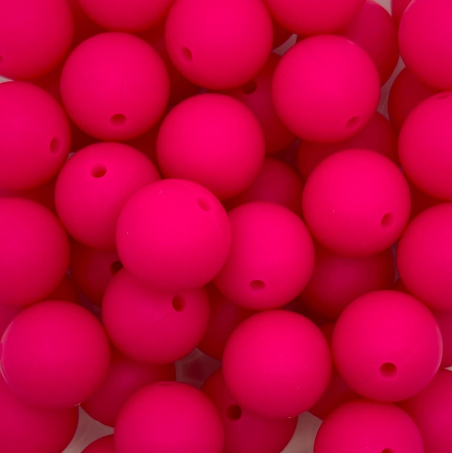 Hot Pink 15mm Round Silicone Beads