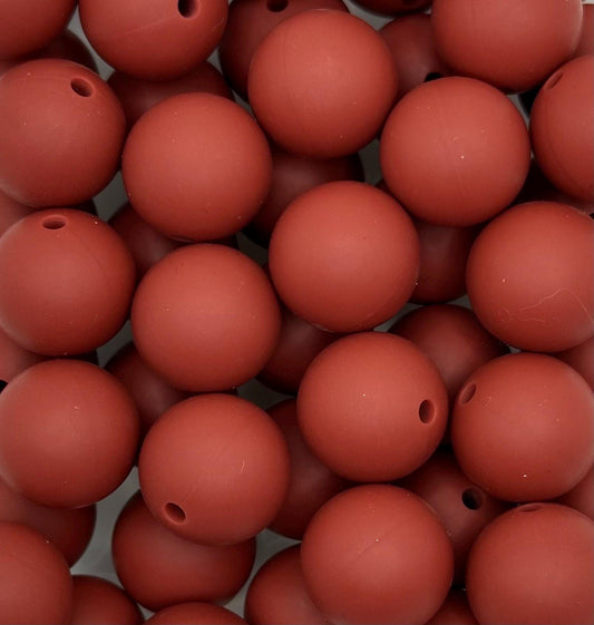 Rust 15mm Round Silicone Beads