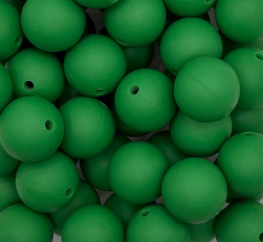 Christmas Green 15mm Round Silicone Beads