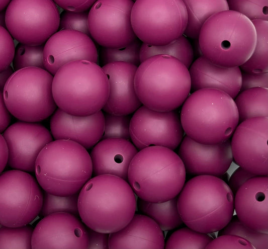 Dark Berry 15mm Round Silicone Beads