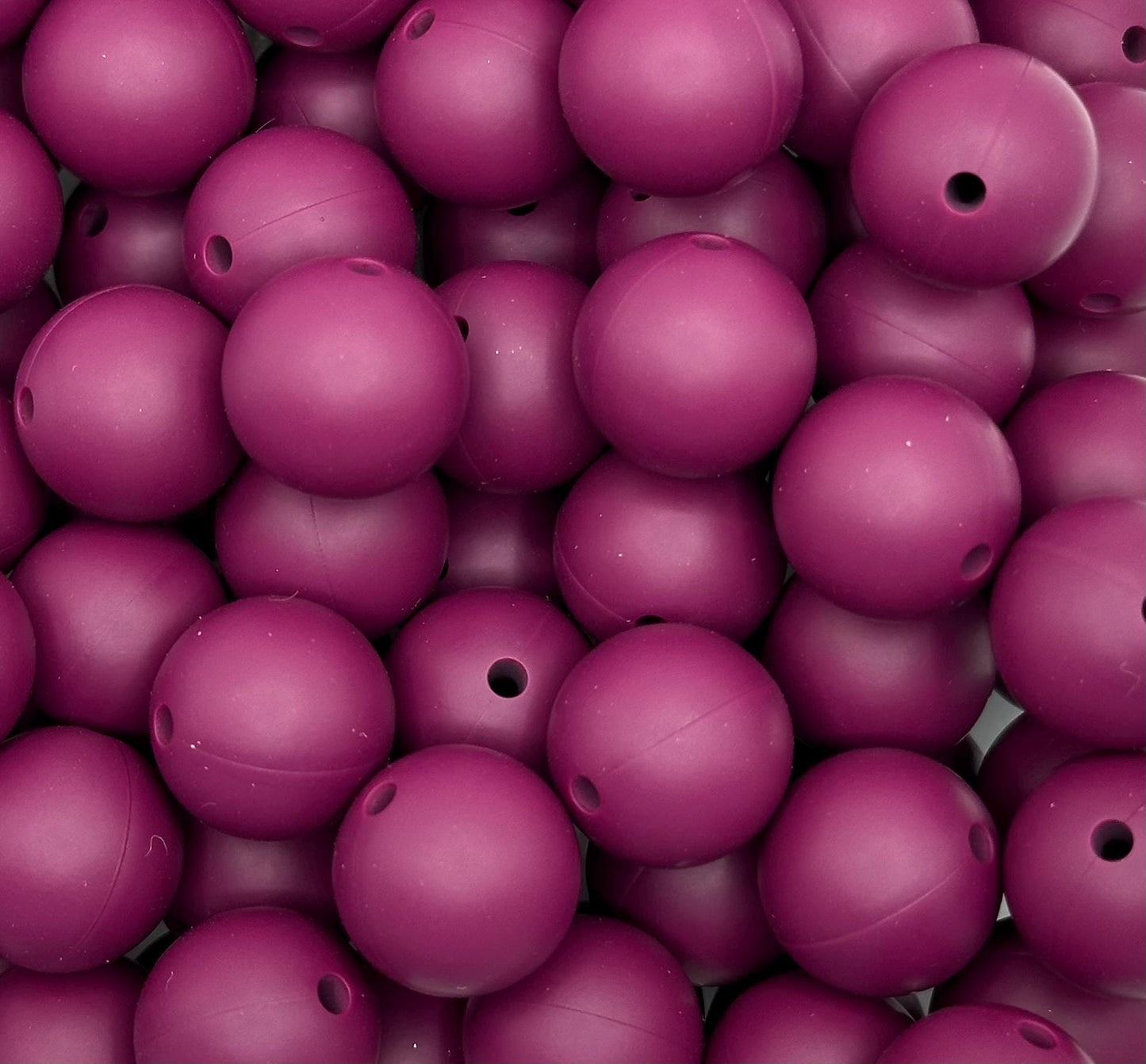 Dark Berry Solid 15mm Round Silicone Beads