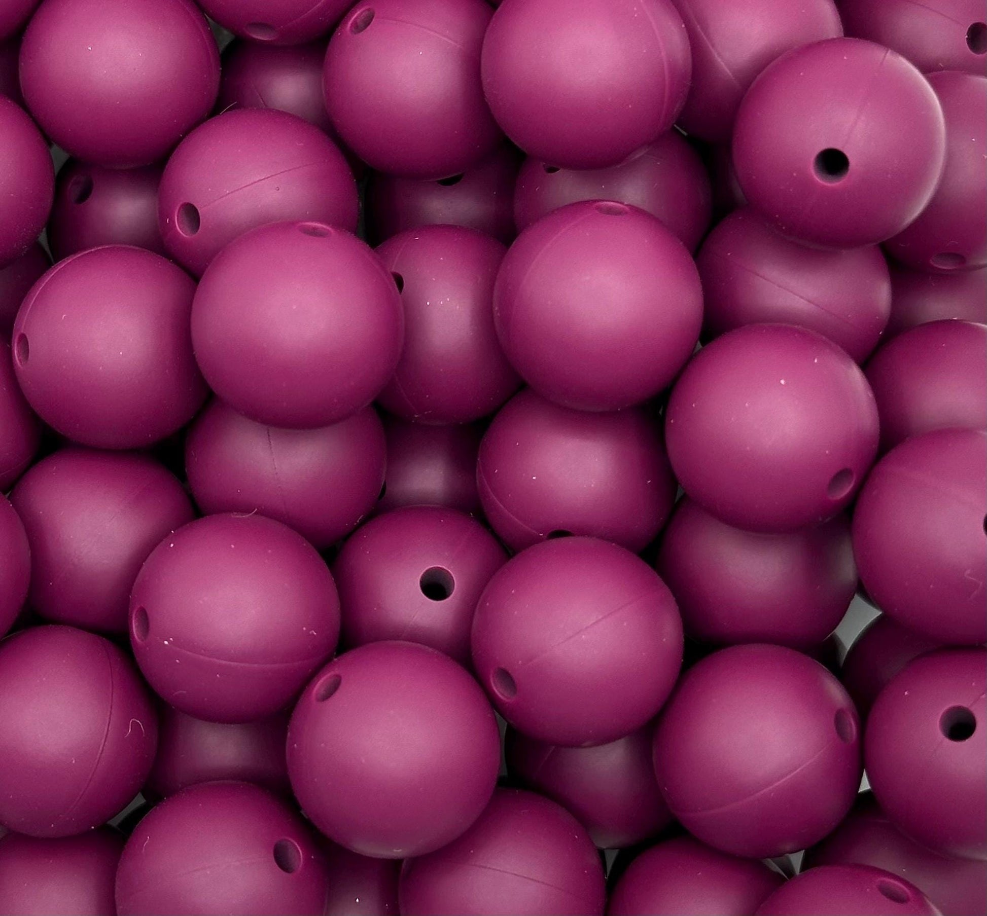 Dark Berry Solid 15mm Round Silicone Beads