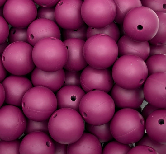 Dark Berry Solid 15mm Round Silicone Beads