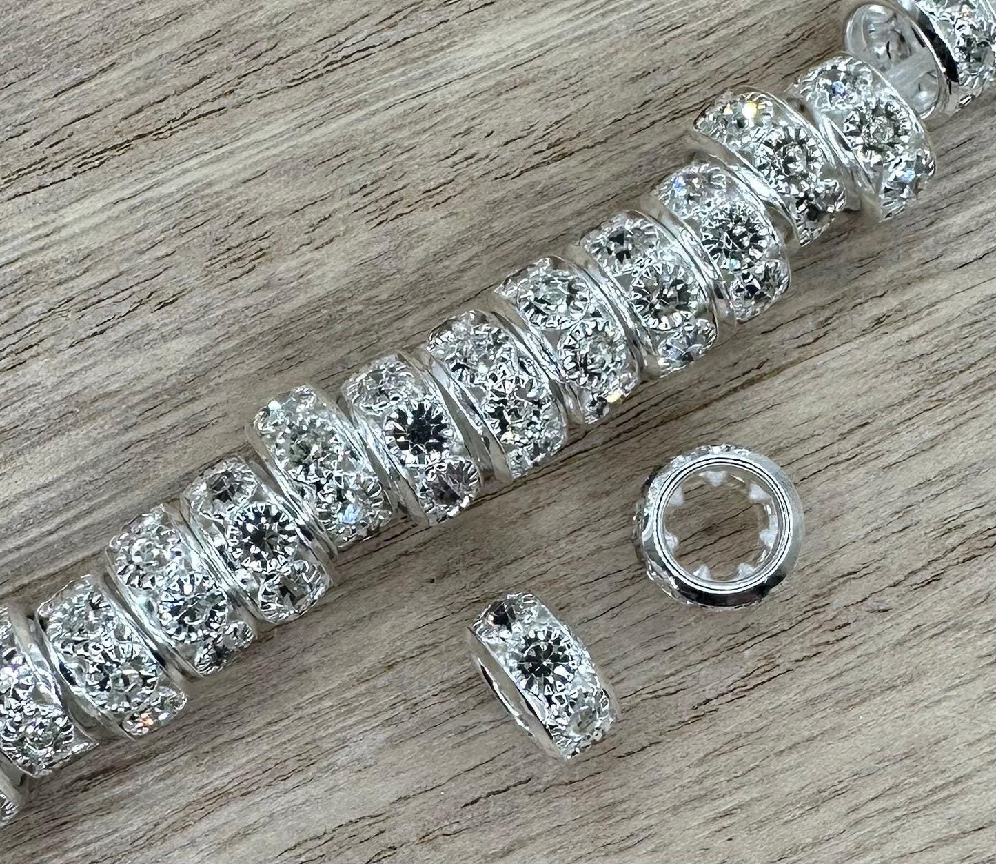 Large Hole Bling Rhinestone Spacers