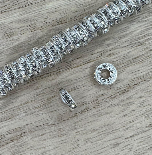 Large Hole 12mm Clear Rhinestone Spacers