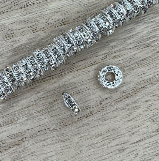 Large Hole 10mm Clear Rhinestone Spacers