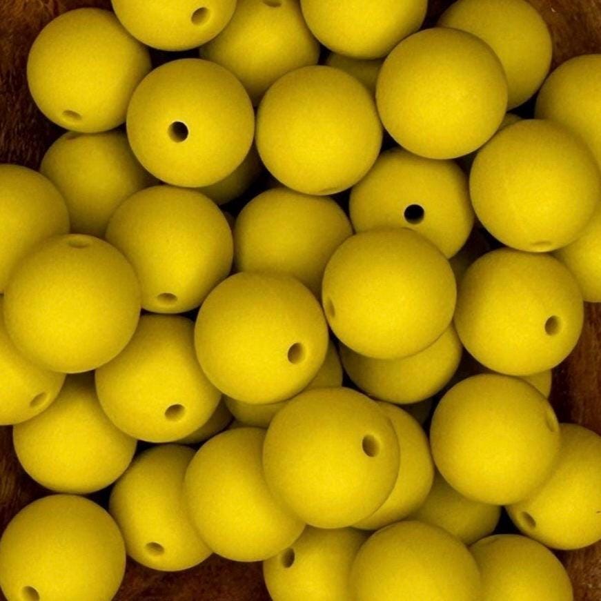 Antique Yellow Solid 15mm Round Silicone Beads