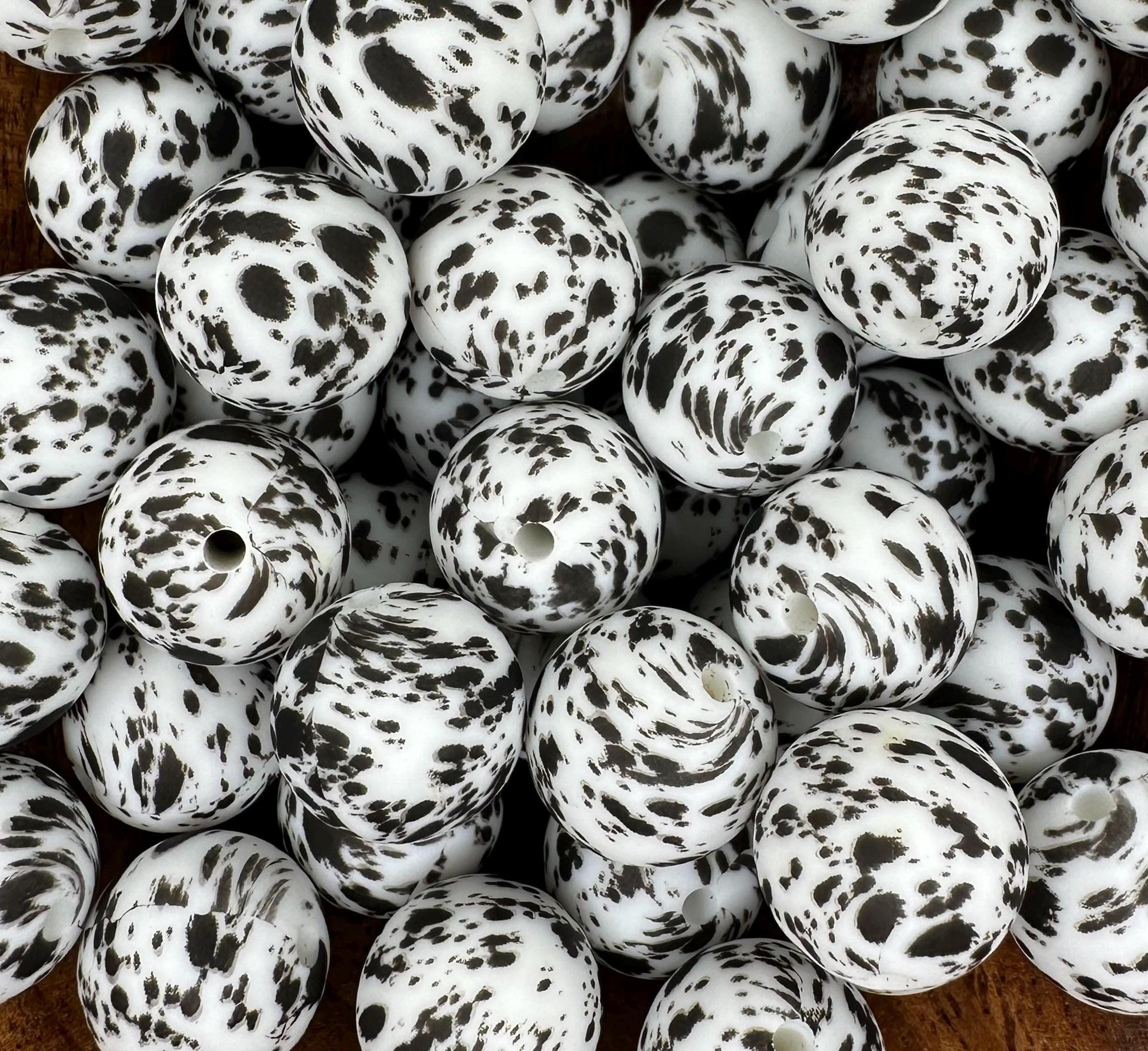 Black Cow HYDE 15mm Round Printed Silicone Beads