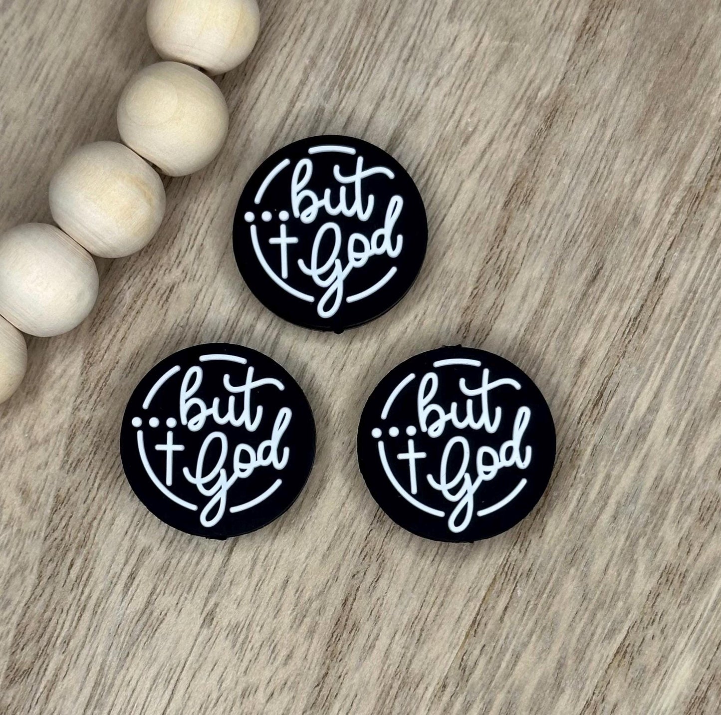 But God Round Silicone Focal Beads