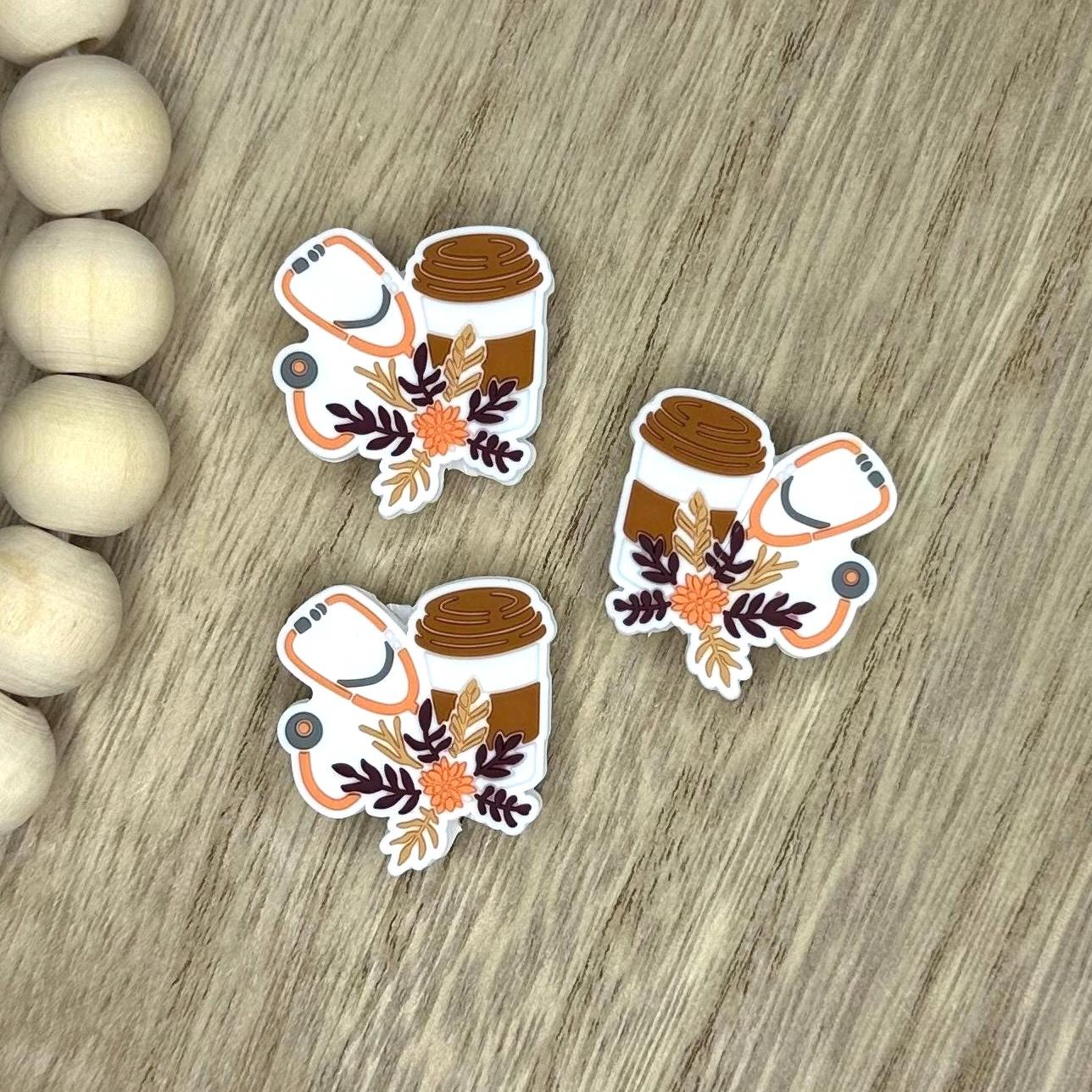 Boho Nurse Coffee Healthcare Silicone Focal Beads