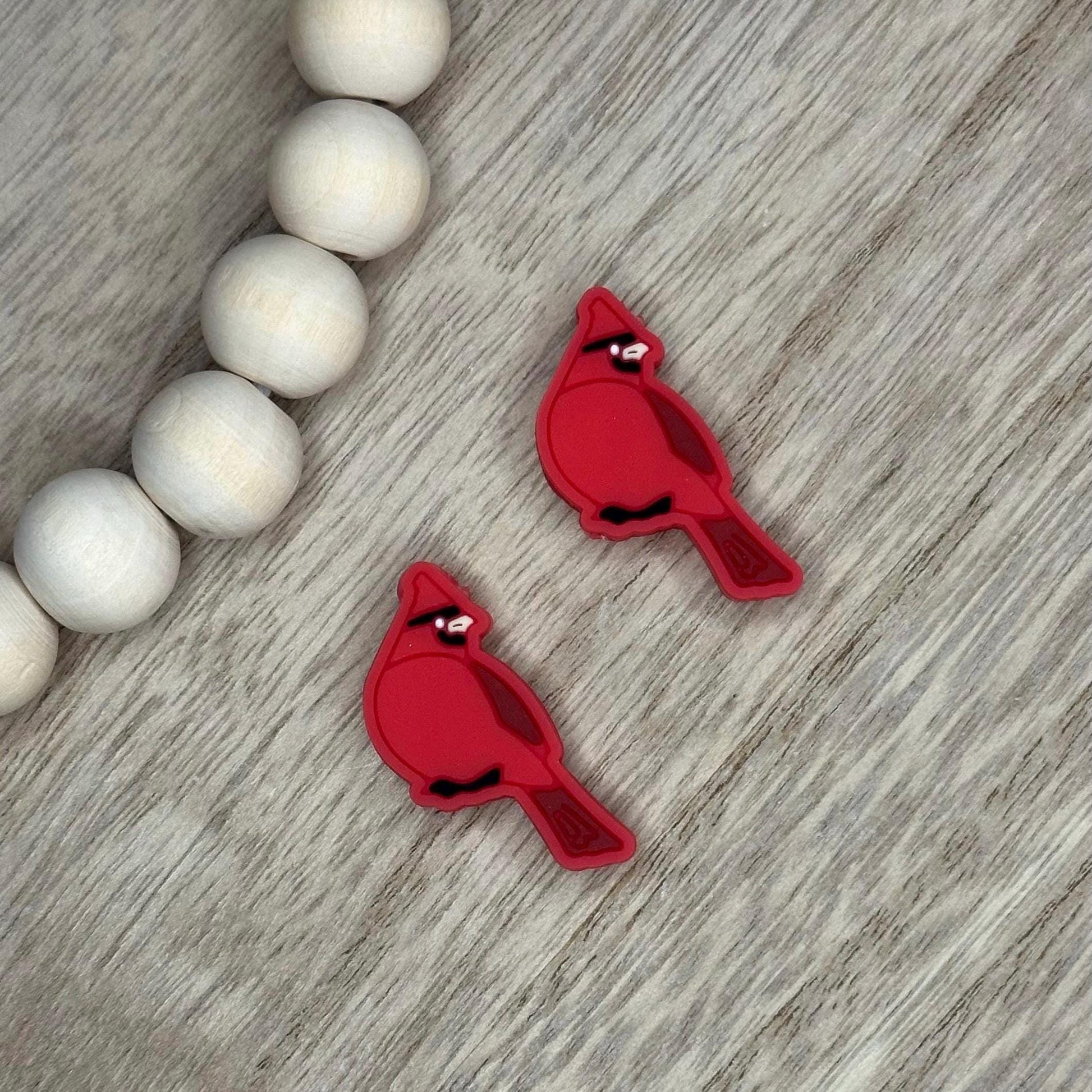 Cardinal Red Bird Silicone Focal Beads