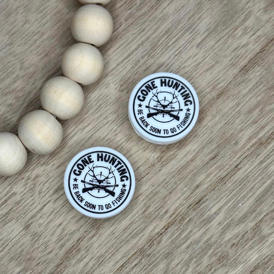 Gone Hunting Be Back Soon to Go Fishing Soft PVC Focal Beads