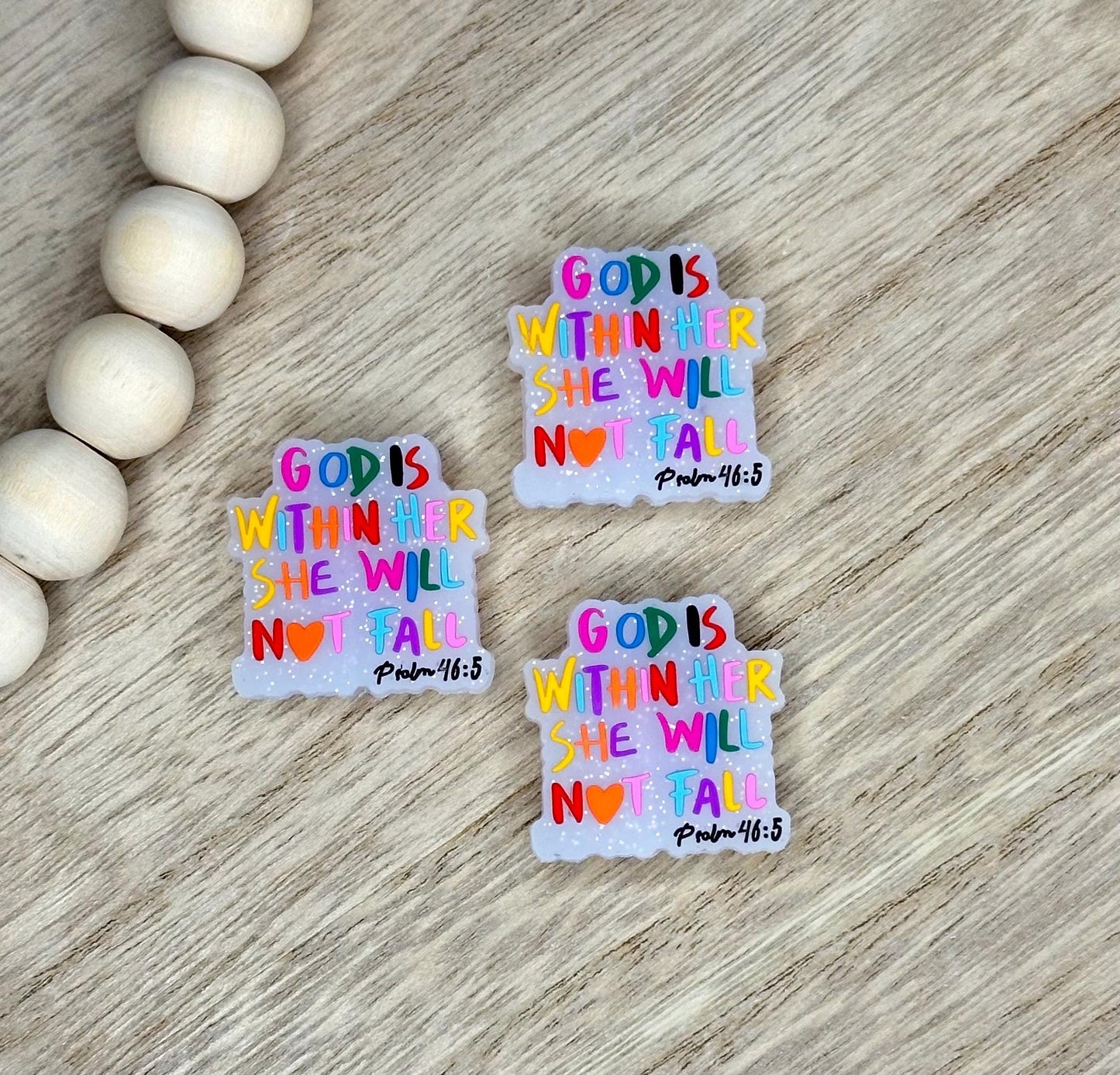 God is Within Her She will Not Fall Silicone Focal Beads