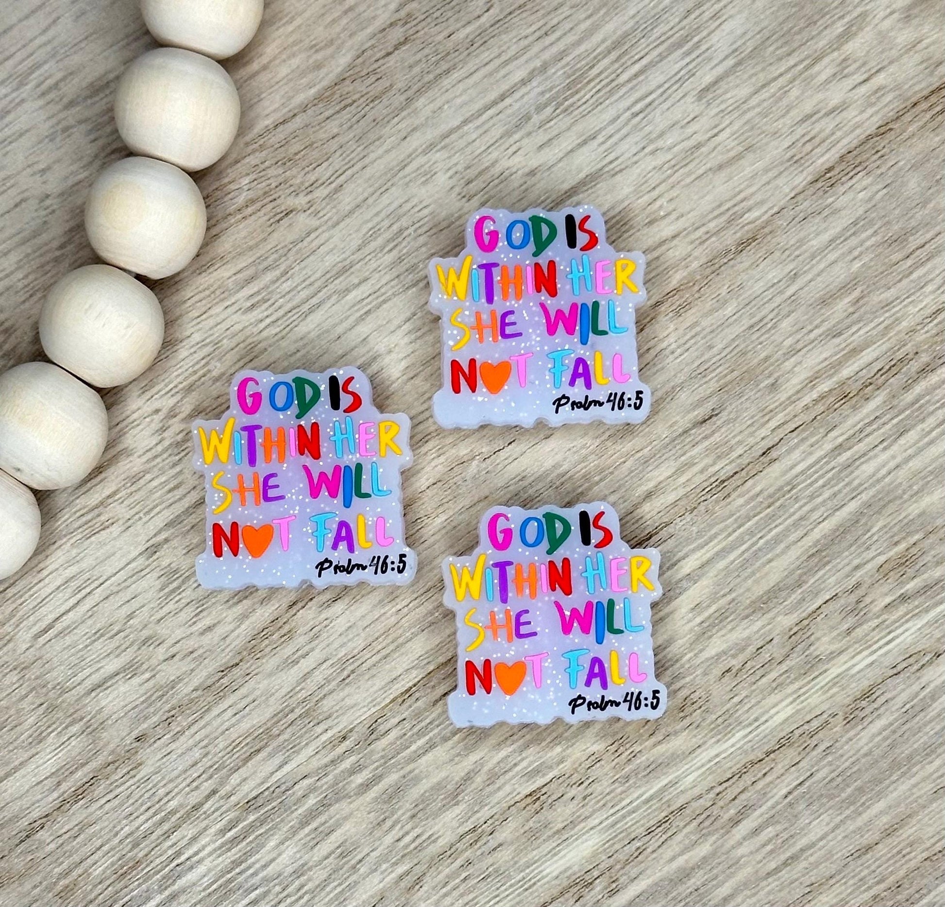 God is Within Her She will Not Fall Silicone Focal Beads