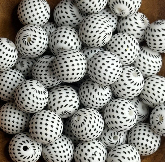 Endless Dots 15mm Round Printed Silicone Beads