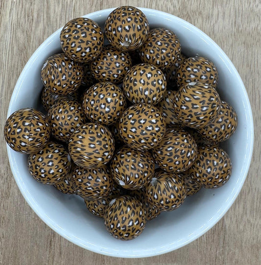 Cheetah Round Printed Silicone Beads